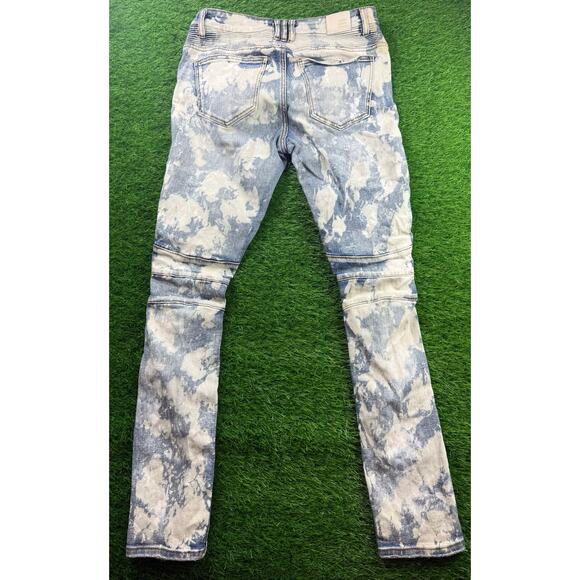 Embellish Moto Biker Jeans Men’s Sz 30 Skinny Distressed Bleach Wash Zip Pockets - Picture 2 of 10